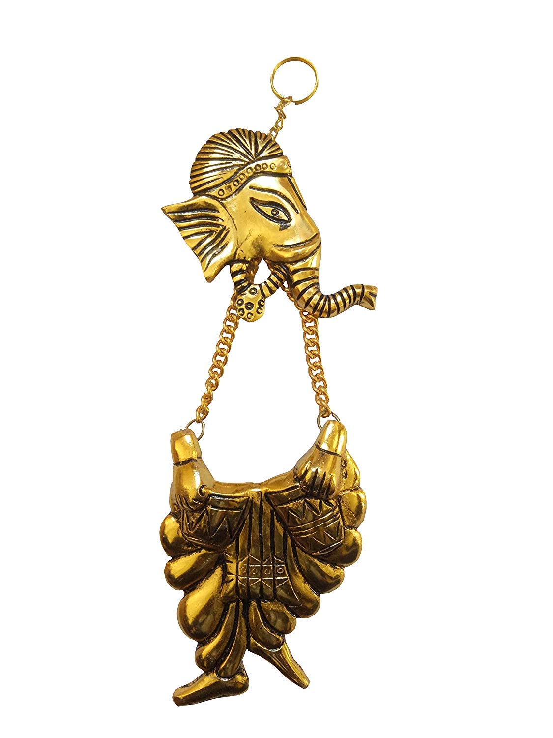 Prince Home Decor & Gifts Aluminum Wall Hanging Ganesha Set (Gold)