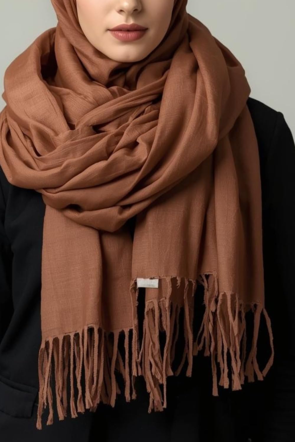 FM Trends Stylish Plain Scarf for Women & Girls | Solid Color Stole, Dupatta, Shawl | Elegant Ladies Accessory (Brown, 1.8 meters)
