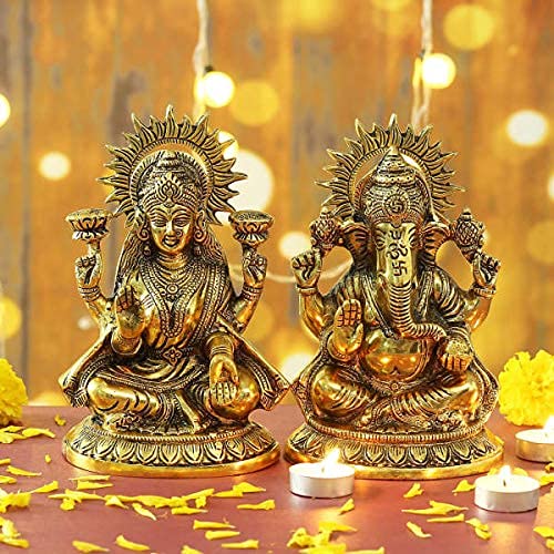KridayKraft Metal Laxmi Ganesh Statue/Murti for Pooja Room & Home Office Décor,Laxmi Ganesha Idol for Diwali Gift,Religious Idol Showpiece Figurines Decorative & Diwali Poojan...