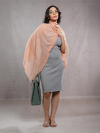 CrossKulture Crinkled PolyCotton Scarf - 180 x 90 cm Stole for Women | PolyCotton Scarf for Summers, Head Cover | Lightweight (Baby Peach)