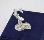 Kridaykraft Fish Diya, Silver, Aluminium, Metallic Silver Finish, 12 cm Height, Traditional Oil Lamp for Puja & Festive Decor