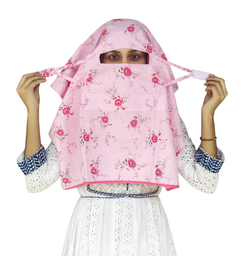 Switchon Export quality Cotton Innovative scarf with closer Hook and Loop Tape- Multi (Pink_Red)