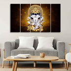 VIBECRAFTS Little Ganesha Premium Wall Painting of Five Pieces For Home|Office|Living Room|Gift (PTVC5Pcs4_8685)
