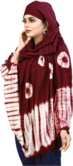 HETVIN Female Cotton Long Scarf Cum Mask Scarves Usable for Vehicle Driver | White Printed Design Fabric | Universal Size | Soft & Breathable Sun Protection | For Girl & Women (Jiya - Maroon)