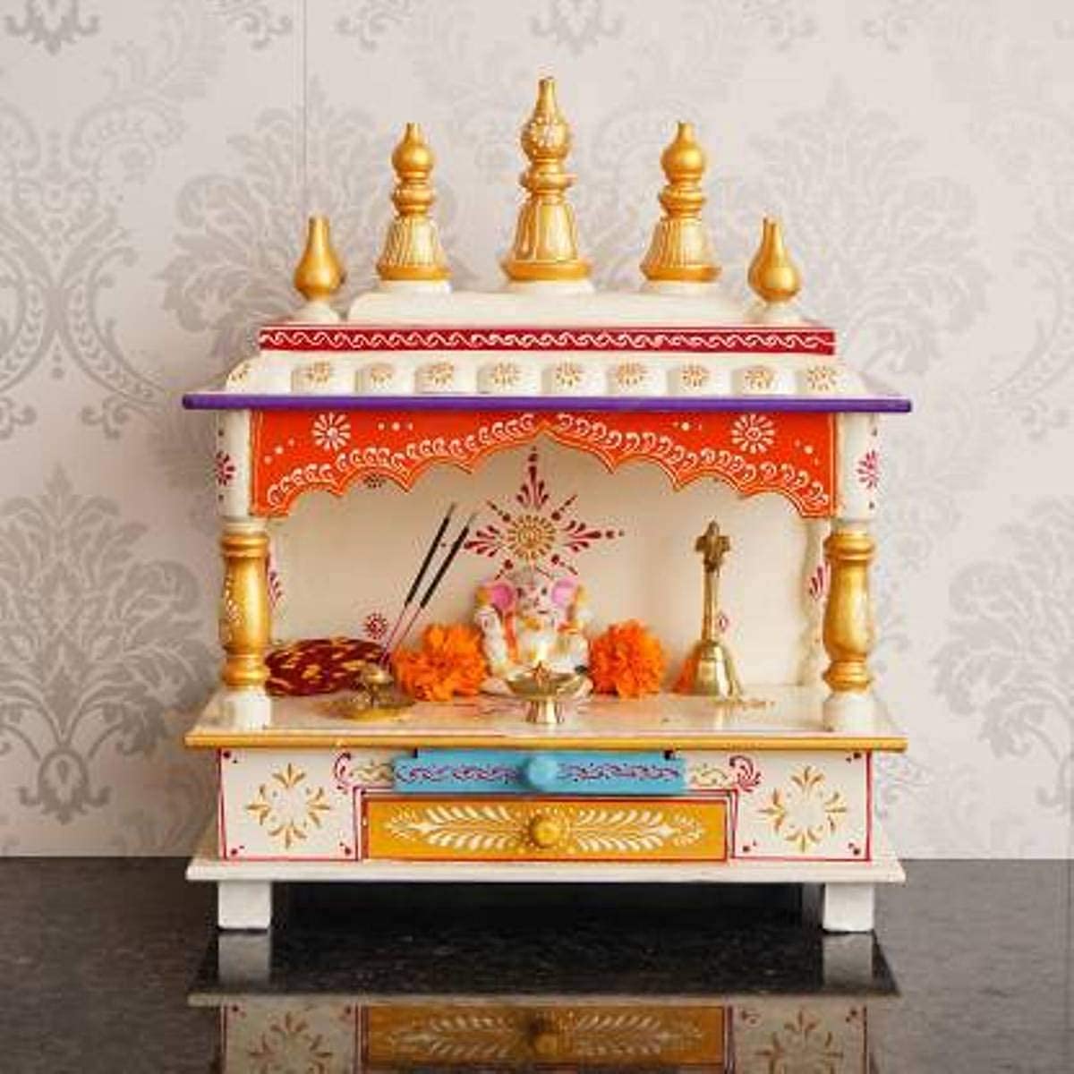 Kamdhenu Art and Craft Wooden Temple/Home Temple/Pooja Mandir/Pooja Mandap/Temple (23)