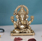 ARTVARKO Brass Ganesh Murti Ganesha Idol Ganpati Bhagwan Statue for Home Decor Puja and Gift Height 4 Inch