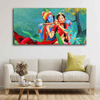 VIBECRAFTS Canvas Paintings for Living Room Drawing Room Abstract Art Radha Krishna Canvas Wall Painting Fitted With Wooden Frame For Home | Office | Living Room | Gift (PTVCH_2477)