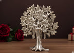 Metal Kalpavriksha Tree for Home Decor - Golden Wish Fulfilling Tree Metal Showpiece for Temple, Vastu, Office Table & Gifting Banyan (No 2 Silver)