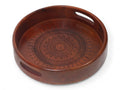 Vesta Homes Premium Wood Round Serving Tray for Home/Kitchen/Restaurant/Office Organizer/Dining Table | Premium Serving Trays | 30.5 x 30.5 x 5 cm | Handcrafted in India