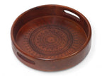 Vesta Homes Premium Wood Round Serving Tray for Home/Kitchen/Restaurant/Office Organizer/Dining Table | Premium Serving Trays | 30.5 x 30.5 x 5 cm | Handcrafted in India