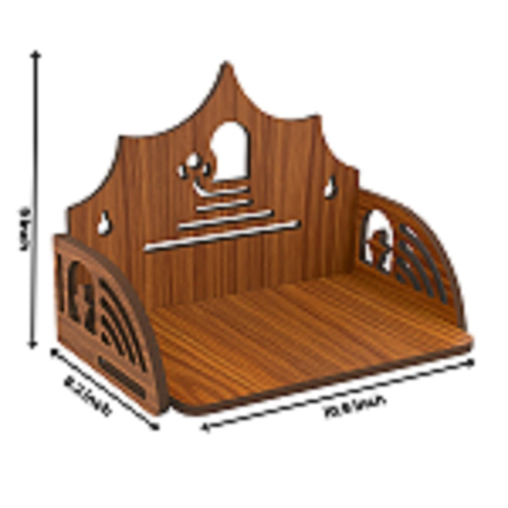 HOMEWEY DECOR Wooden Home Temple Handcrafted Support Heavy Idols Luxurious Finish Pooja Mandir for Home & Office Wall Mount for Room (Design2)