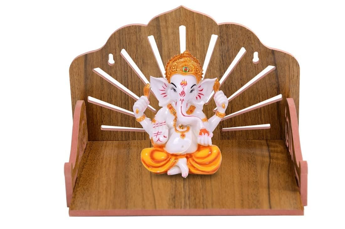 SAPRA Wooden Wall Hanging Temple for Home | Small Mandir for Pooja Room | Compact Pooja Stand for Wall | Decorative Home Mandir for Daily Worship–Space Saving Wooden Temple Design (Do-It-Yourself)
