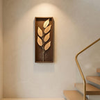 DSH Leaf Wall Art Panels Modern Rustic Home Décor Wall Hanging Sculpture for Living Room, Bedroom & Office (45X15 CM) Decoration Item (Titan Leaf, 1 Frame)