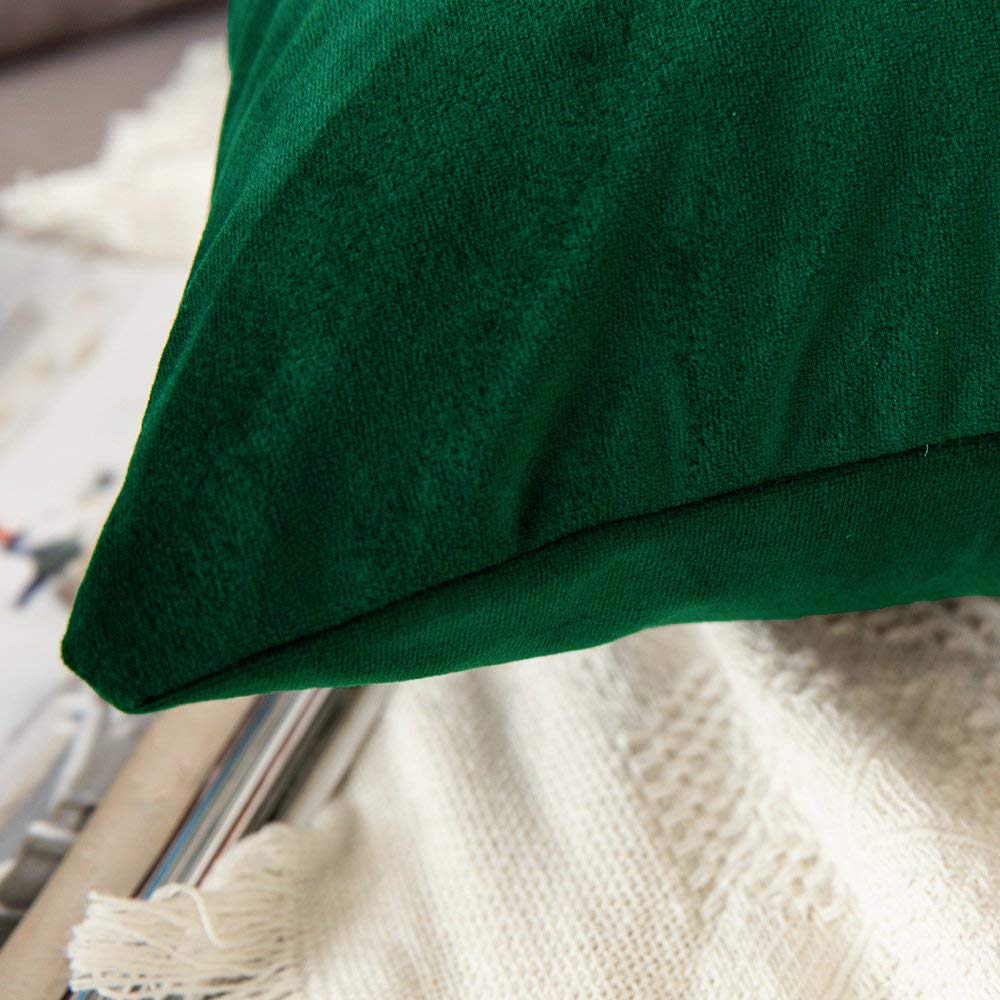 Khooti Velvet Cushion Cover, 22x22 Inch | Army Green | Pack of 3 | Solid Plain Soft & Smooth, Decorative Cushion Covers for Living Room, Bedroom, Couches, Chairs, Sofas, Beds & Home Decor