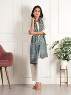 RAI SAHAB Printed Cotton Scarf for Women, Lightweight Soft Scarves Stoles for Summer & Winter(ST-91GREY10)