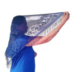 Devino Ora Elegant Blue Lace Triangle Scarf/Shawl, Blue Diamond, 1