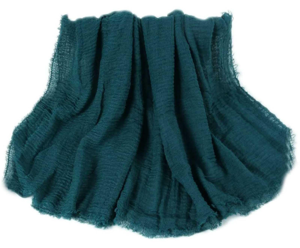 IBA ISBA COLLECTIONS Women's Crinkle Cotton Scarf, Stoles, Hijab (80 x 190 Cms) (Deep Teal)