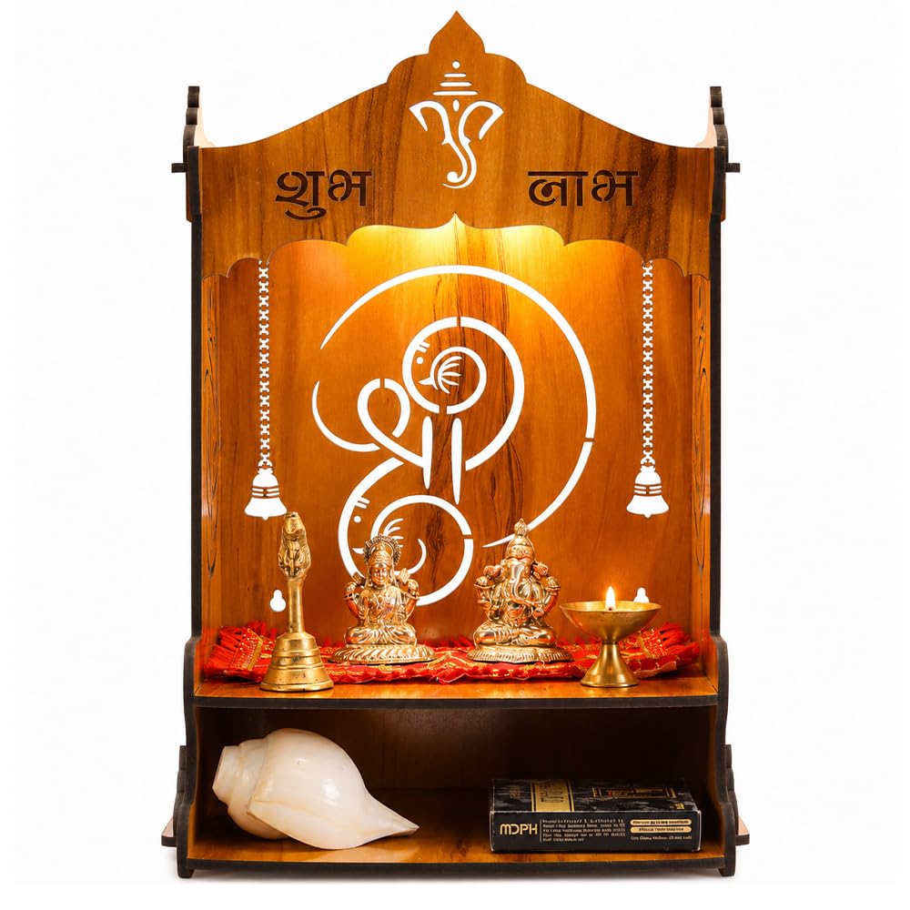 Sehaz Artworks Shree Puja Mandir for Home Big Size |Pooja Mandir-42x23 CM