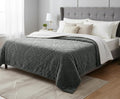 VAS COLLECTIONS Faux Fur Jacquard Tufted Sherpa Blanket | 600 GSM Heavyweight Ultra-Soft & Super Warm Double Bed Blanket | 225 x 220 cm | 5D Embossed Floral Design | Heavy Winter Use – 3 kg, Grey Kafalo