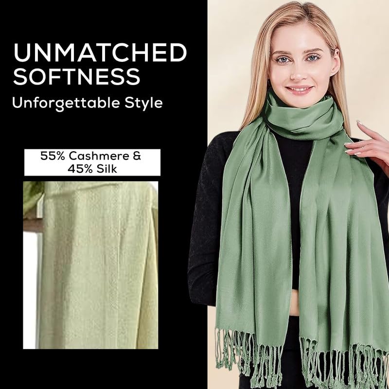 Graziemille Pure Pashmina For Women GREEN LARGE