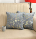 Stuffique Velvet Foil Cushion Covers 18 inch x 18 inch Set of 2, Grey