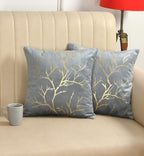 Stuffique Velvet Foil Cushion Covers 18 inch x 18 inch Set of 2, Grey