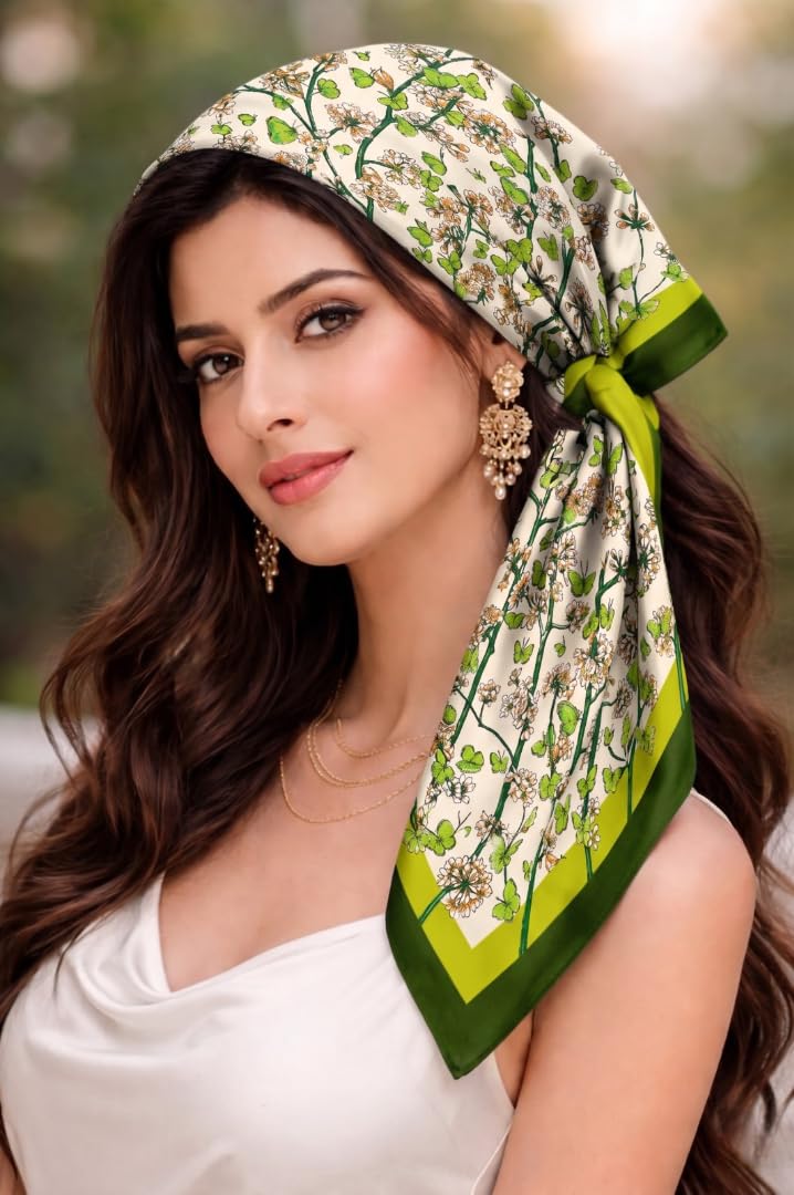 Wirkqeez Silk Head Scarf for Women – Luxury Satin Silk Hair Scarf, Soft Bandana Wrap for Sleeping, Hair Protection & Styling (Multicolor_06)