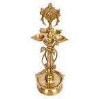 ARTVARKO Big Brass Chakra Villaku Vishnu Chakra Deepam, Diya, Deepa, Traditional Oil Lamp for Pooja, Aarti, Home and Decor 14 Inches