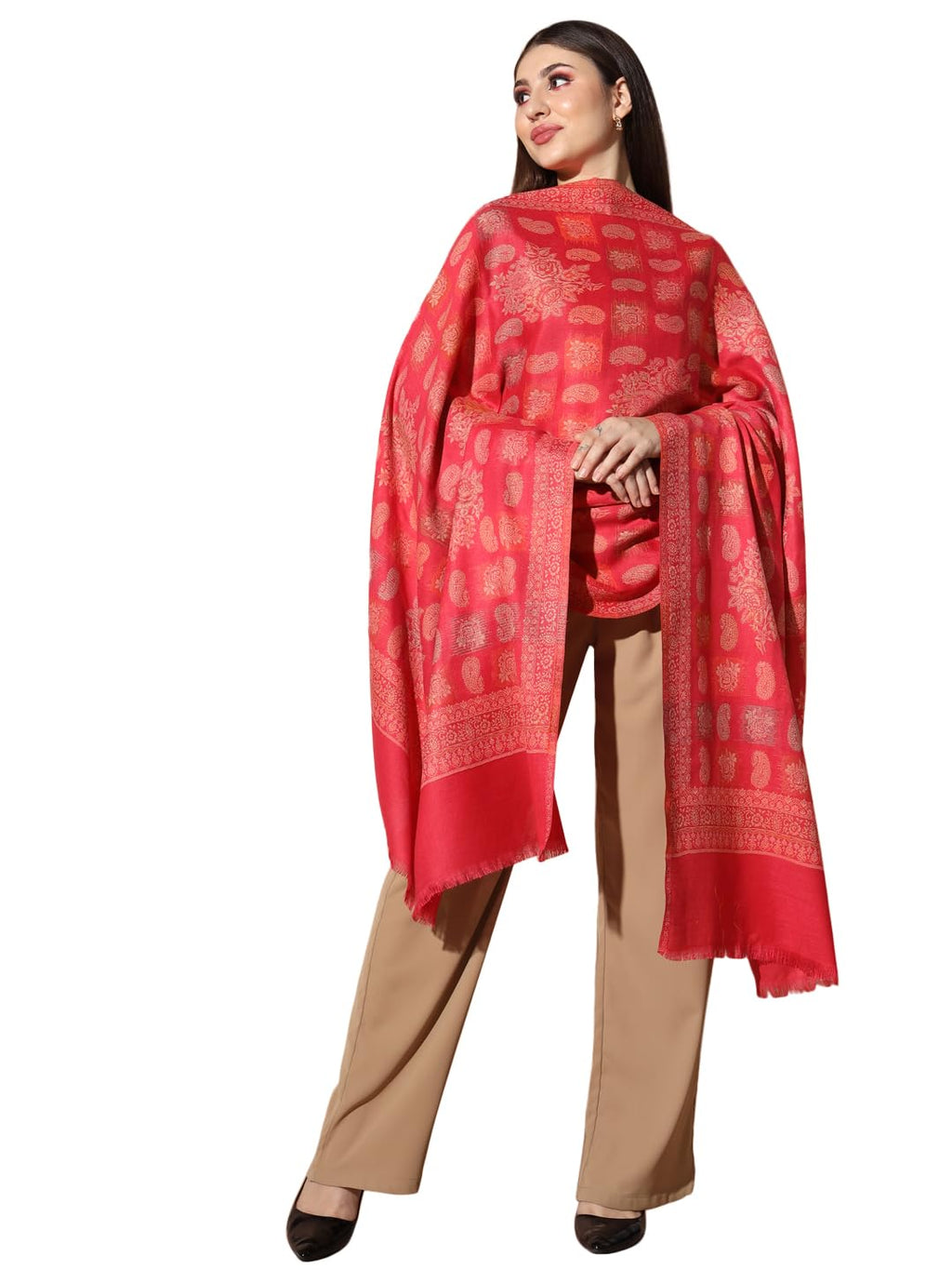 Pashmoda Women Firoza Woven Design Jamawar Shawl (Size 101X203 CM)