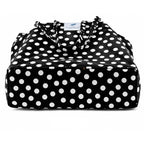 Lyrovo Women Corduroy Shoulder Tote Bag for Work Beach Travel and Shopping Grocery (White Polka)
