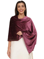 Pashmoda Women Makhamli Velvet Crystal Embellished Stole (Size 72X203 cms)