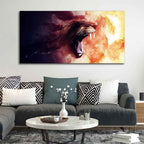 VIBECRAFTS Canvas Paintings for Living Room Drawing Room Roaring Lion Premium Wall Painting Fitted With Wooden Frame for Home | Office | Gift (PTVCH_2335)