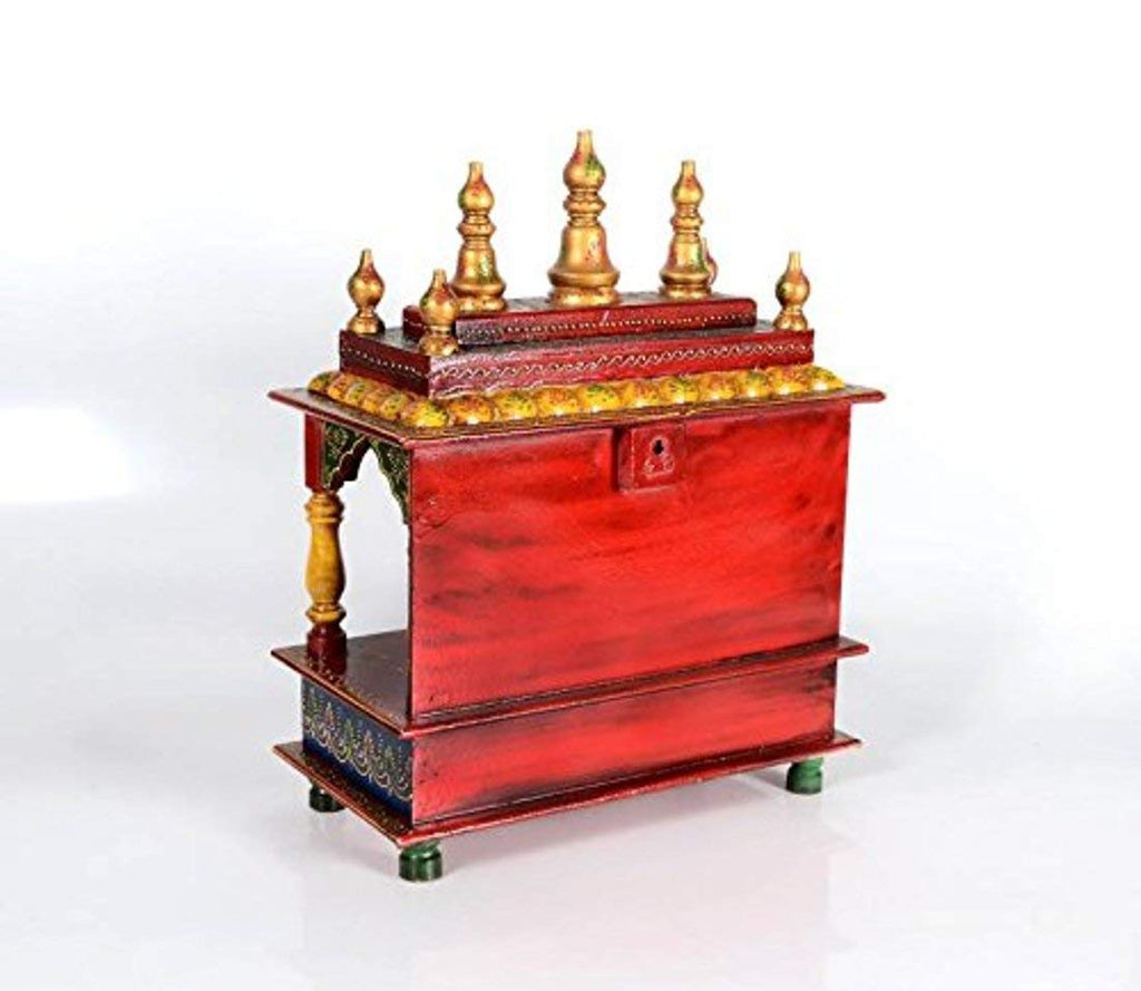Kamdhenu Art and Craft Wood Religious Home Temple, Red, Temple, 15 x 8 x 18 inch