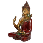 ARTVARKO Brass Lord Buddha Blessing in Abhaya Mudra Statue Idol Cherry Gold Finish 6 Inches