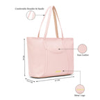 Caprese Jimny Horizontal 16 Inch Laptop Compatible Large Tote Bag for Women with Comfortable Straps | Stylish Shoulder & Handheld Bag | Multi-Compartment Design for Work, Travel (Powder Pink)