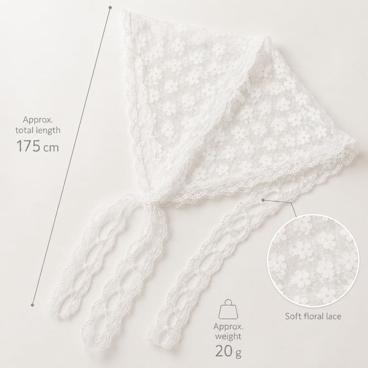 FEXLARO Floral Lace Triangle Waist Scarf for Women, Sheer Layering Hip Wrap with Adjustable Ties, White Boho Belt Accessory for Beach, Holiday, Jeans, Skirts and Hair Styling