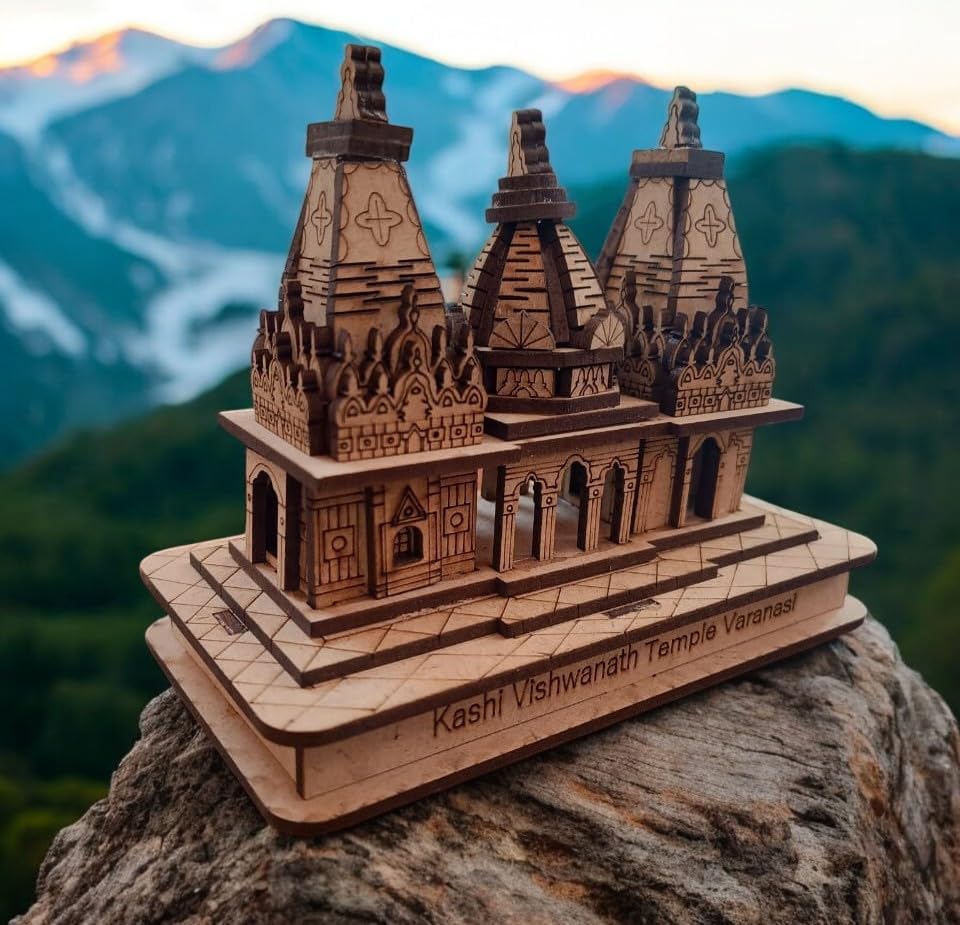 SriMaa Ventures Replica of Kashi Vishwanath Mandir | Kashi Ke Dev Bholenath Mini Idol | Miniature Varanasi Mandir for Home Puja, Temple
