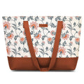 The Purple Tree Womens Handbag with Vegan Leather Handles, Floral Shoulder Bag for Office and College, Oversized Contemporary White