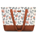 The Purple Tree Womens Handbag with Vegan Leather Handles, Floral Shoulder Bag for Office and College, Oversized Contemporary White