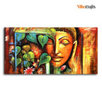 VIBECRAFTS Canvas Paintings for Living Room Drawing Room Divine Gautam Buddha Face Canvas Wall Painting Fitted With Wooden Frame For Home | Office | Living Room | Gift (PTVCH_2493)