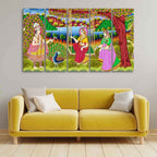 VIBECRAFTS Premium Canvas Painting of Indian Holy Place Mathura Vrindavan of Five Pieces For Home|Office|Living Room|Gift (PTVC5Pcs4_8735)