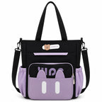 DRAYA DEAL'S Kitty Tote Bag – Cute Cat Print Shoulder Handbag for Women & Girls, Lightweight Reusable Canvas Shopping Bag for College, Office, Travel & Daily Use