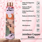 MERCAPE Pure Copper Water Bottle 900 ml with Artistic Printed Design | Jointless Construction | Leak-Resistant Screw Cap | Reusable Copper Bottle for Home, Office, Gym & Travel