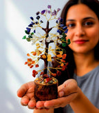 Seven Chakra Crystal Tree of Life for Positive Energy - Feng Shui Decor | Gemstone Bonsai Money Magnet Tree for Home Decor, Good Luck & Meditation | Crystal Gift for Office Desk, Spiritual Decor Items