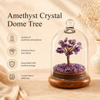 Ritualistic Amethyst Dome Crystal Wish Tree | Purple Gemstone Bonsai with Glass Dome | Healing, Third Eye & Crown Chakra Activation | Vastu & Feng Shui Spiritual Tree | Reiki Home Décor & Premium Gift