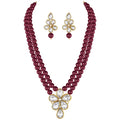 Peora Gold Plated Crystal Pearl Long Necklace Drop Earrings Set Women
