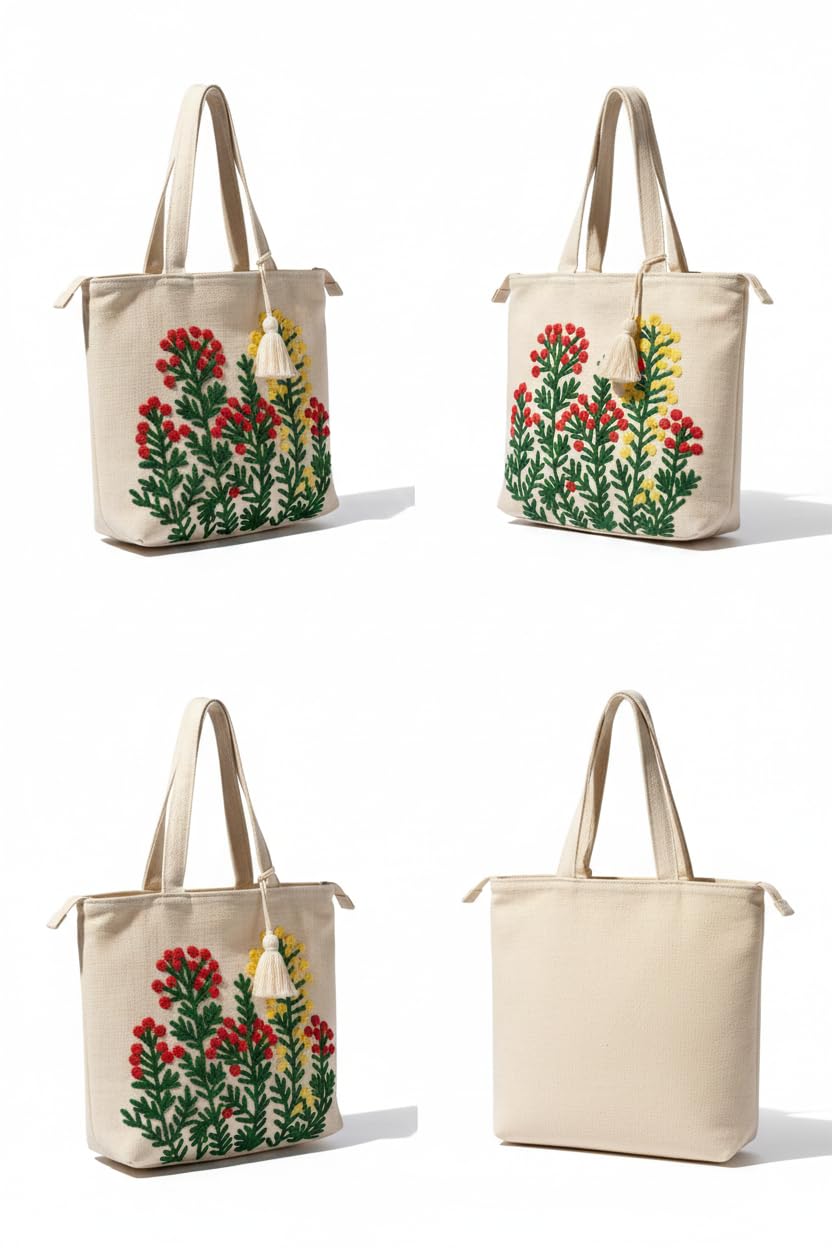 OLL OO LA LA BEAUTY Canvas Tote Bag for Women | Tote Bag | Pinterest Shoulder Bag | Cotton Shoulder Bag | Boho Tote Bags | Casual Daily Use Handbag for Office, College, Shopping & Travel - DGSN-01