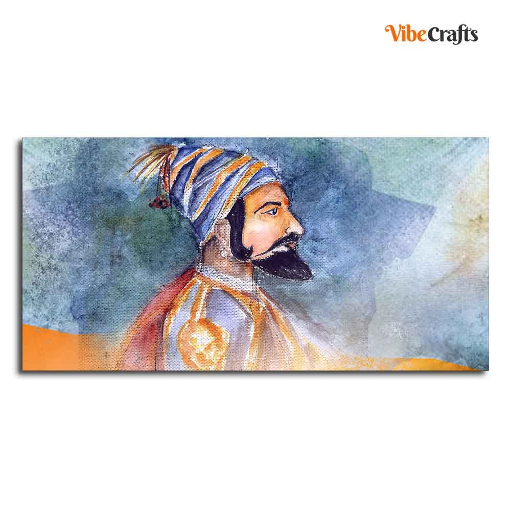 VIBECRAFTS Canvas Paintings for Living Room Drawing Room Chhatrapati Shivaji Maharaj Canvas Wall Painting Fitted With Wooden Frame For Home | Office | Living Room | Gifts (PTVCH_2501)