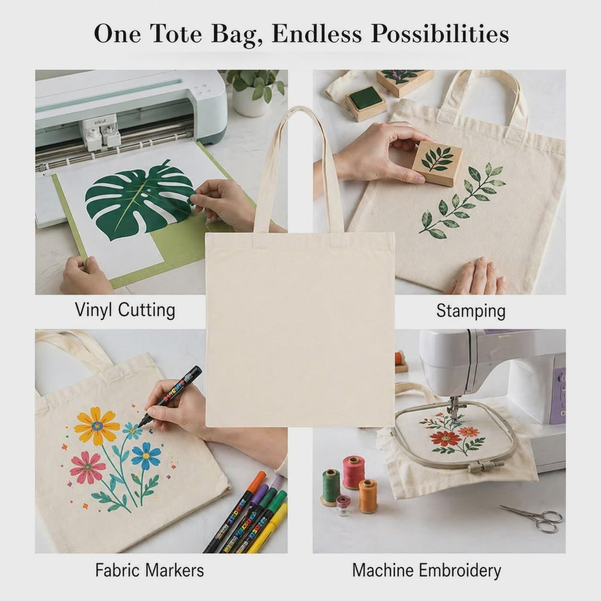 COVIRA 14x16 Inch Plain Canvas Tote Bag | 10 Pcs |100% Organic Reusable 350 GSM Cotton Handbag for Shopping, Daily Use, Grocery, Craft Diy Painting and Storage