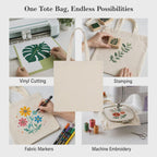 COVIRA 14x16 Inch Plain Canvas Tote Bag | 100Pcs |100% Organic Reusable 350 GSM Cotton Handbag for Shopping, Daily Use, Grocery, Craft Diy Painting and Storage